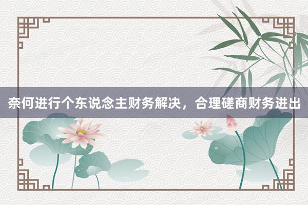 奈何进行个东说念主财务解决，合理磋商财务进出